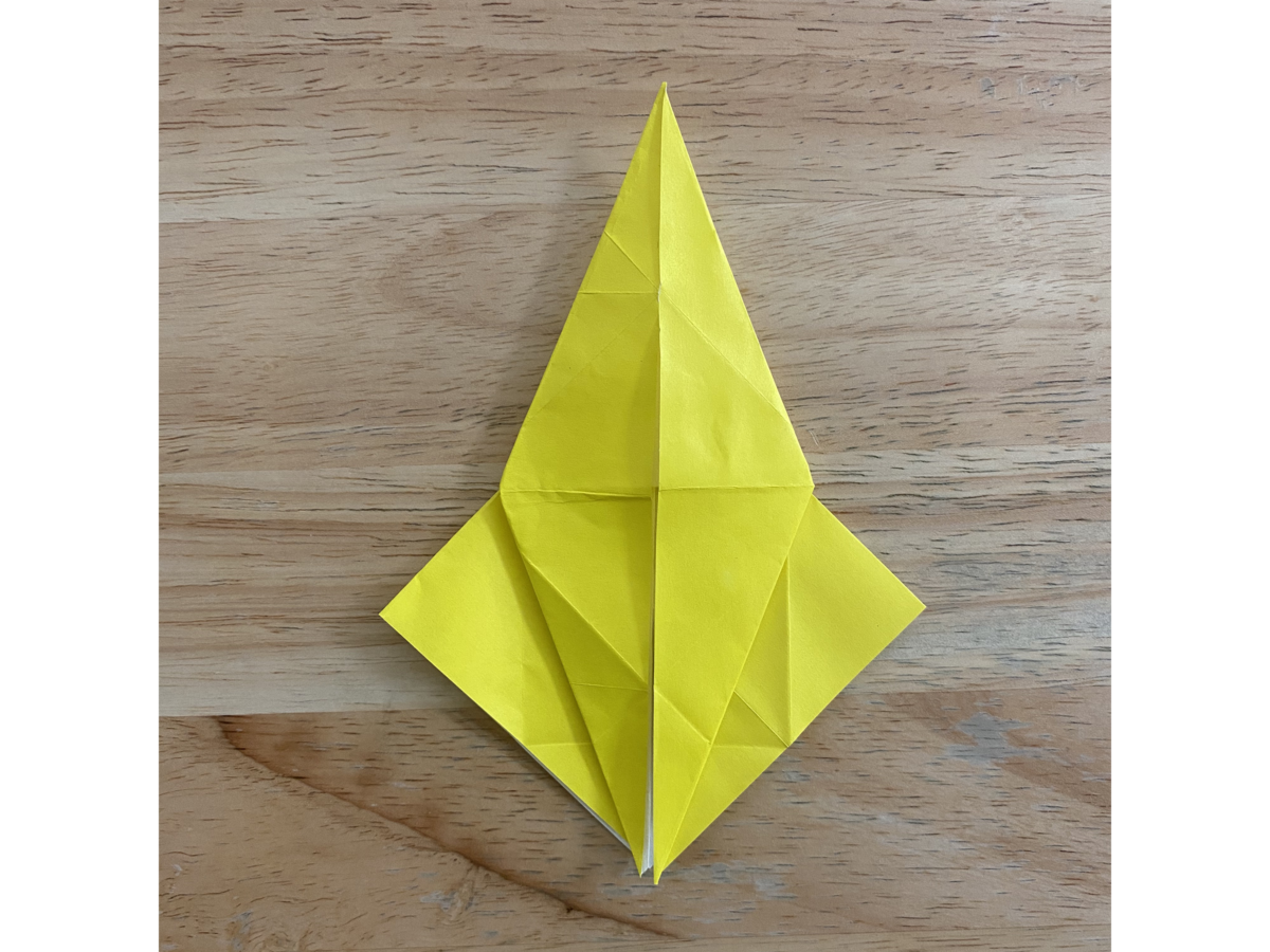 Detail view of an origami step.