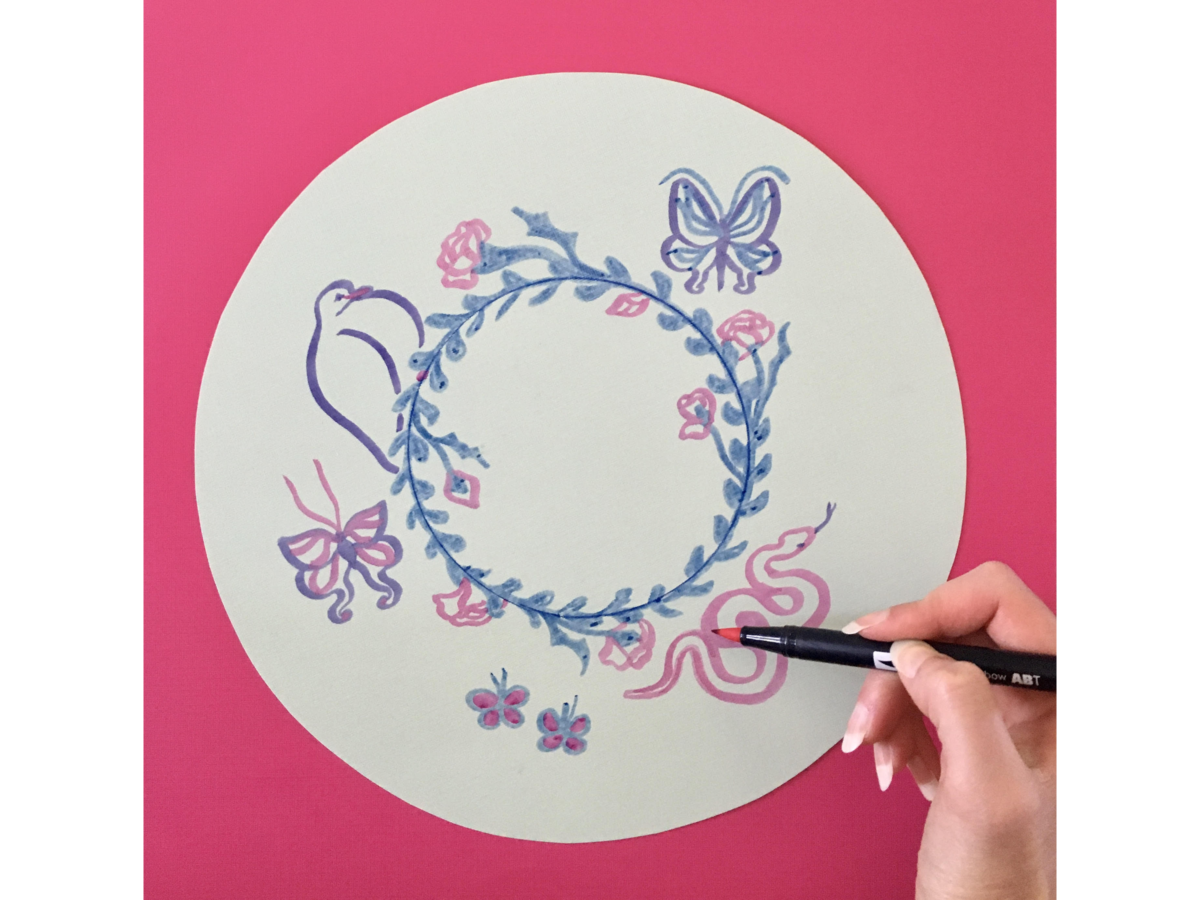 Detailed step of making a plate with Arabic calligraphy.