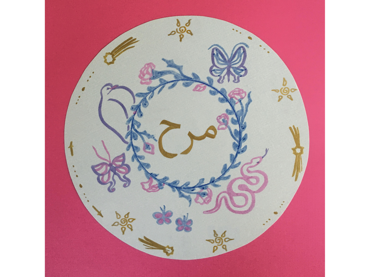 Detailed step of making a plate with Arabic calligraphy.