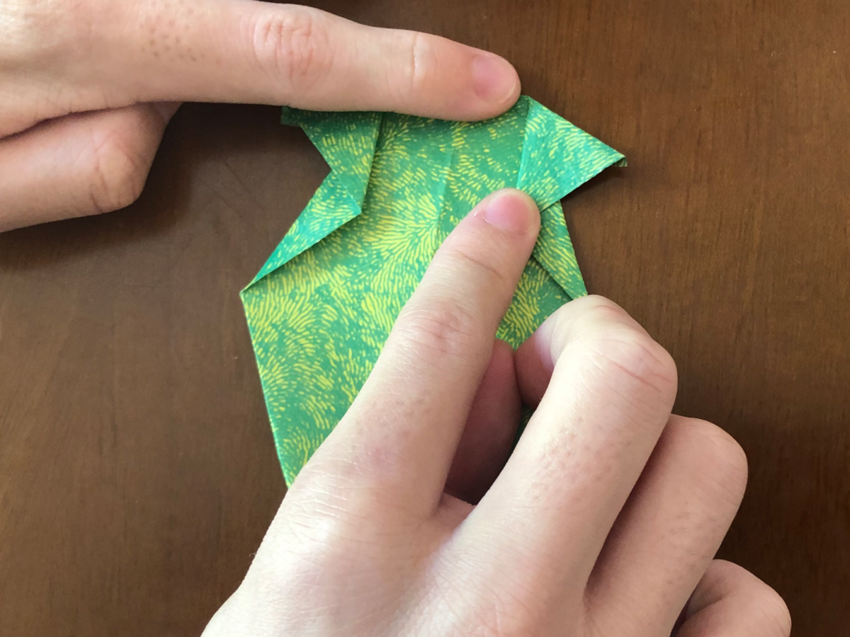 Detail view of an origami step.