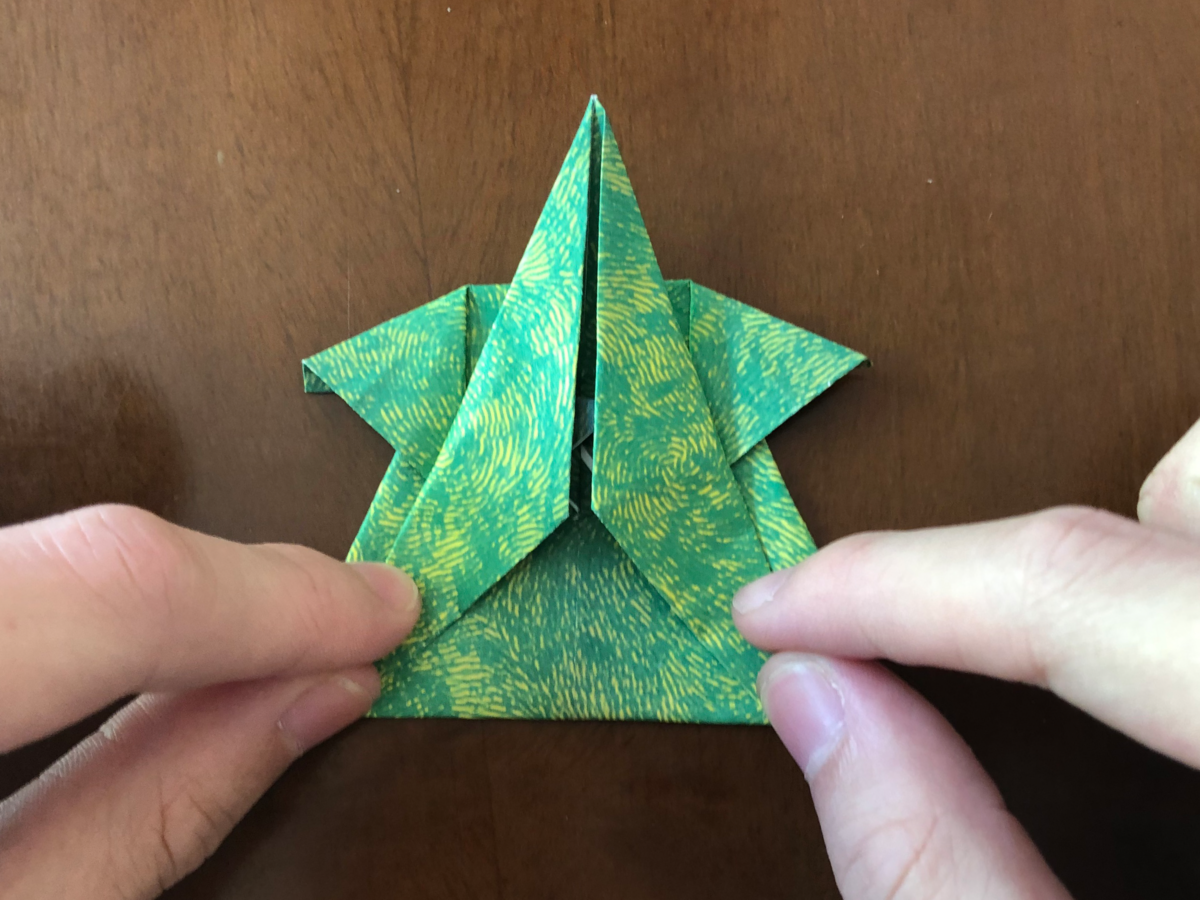 Detail view of an origami step.