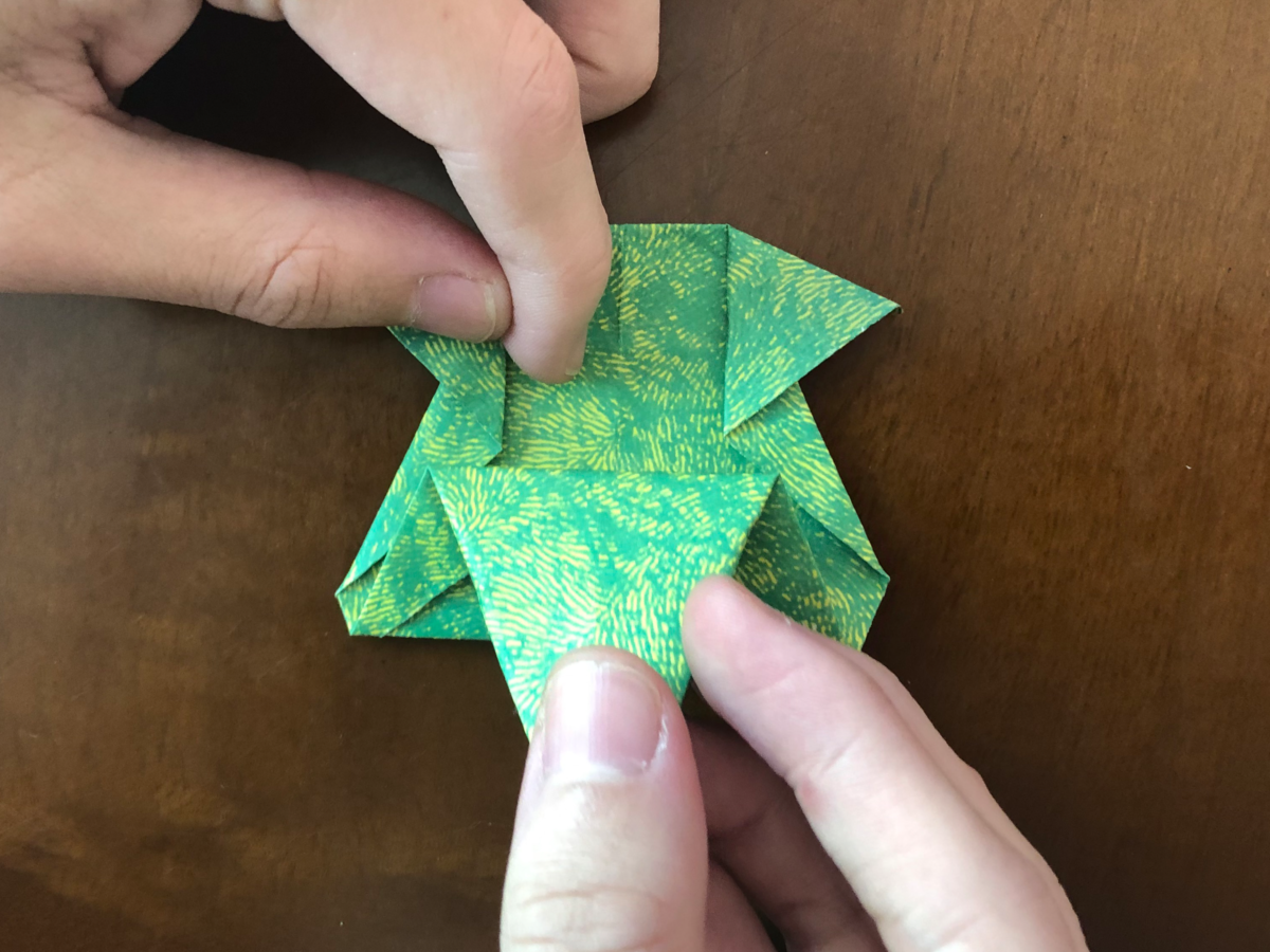 Detail view of an origami step.