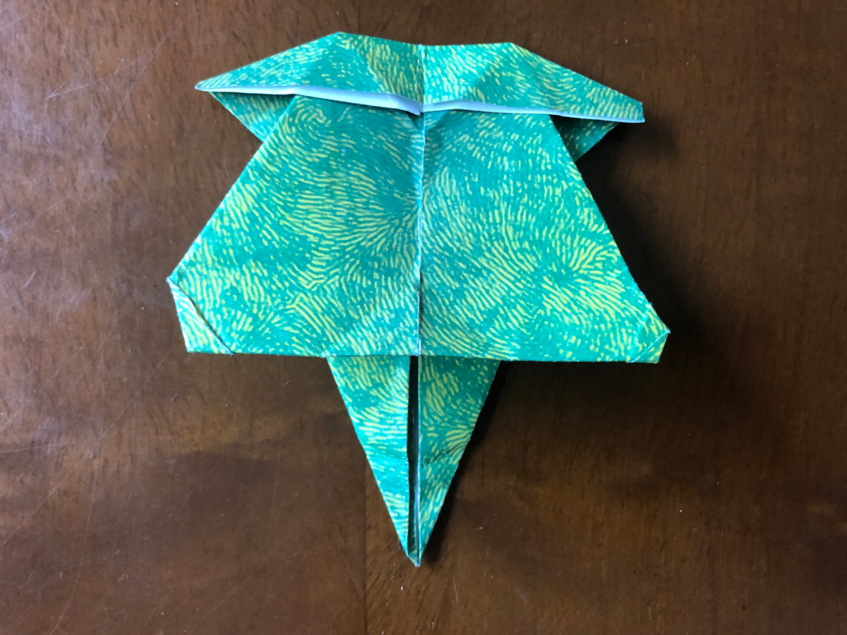 Detail view of an origami step.