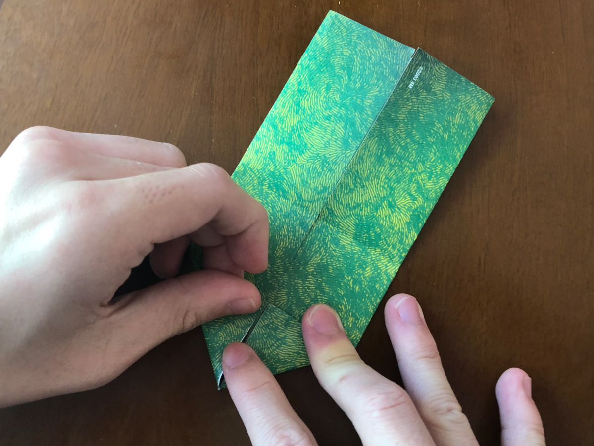 Detail view of an origami step.